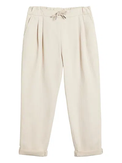 Brunello Cucinelli Kids' Cotton Trousers In Neutrals