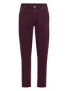 Brunello Cucinelli Cotton Trousers With Front And Back Pockets In Purple