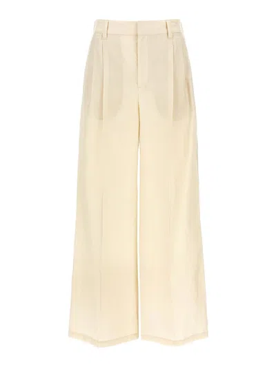 Brunello Cucinelli Cotton Trousers In Sand