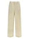 Brunello Cucinelli Cotton Trousers Pleated Front Belt Loops In Sand