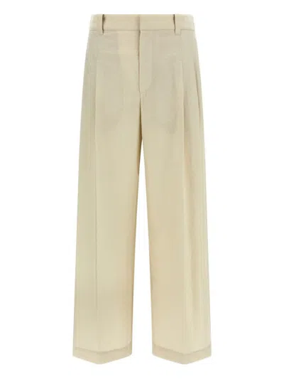 Brunello Cucinelli Cotton Trousers In Sand