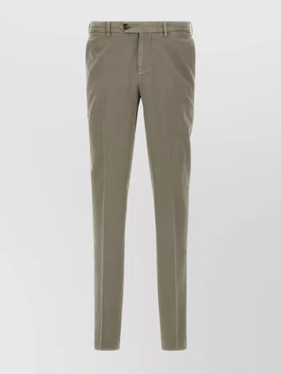 Brunello Cucinelli Cotton Trousers With Back Pockets And Belt Loops In Green
