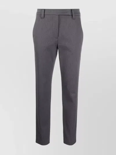 Brunello Cucinelli Cotton Trousers With Belt Loops And Side Pockets In Purple