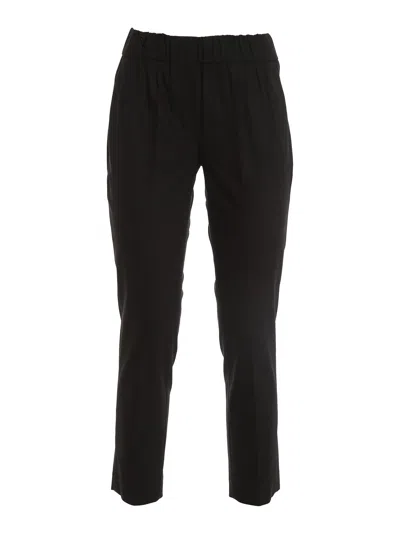 Brunello Cucinelli Cotton Trousers With Darts In Negro