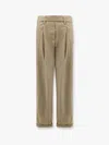 Brunello Cucinelli Cotton Trousers With Monili Detail In Green