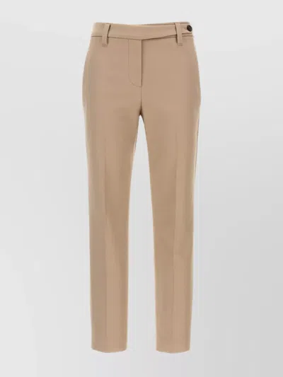 Brunello Cucinelli Cotton Trousers With Pockets And Belt Loops In Brown