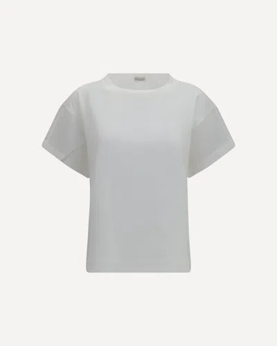 Brunello Cucinelli Cotton T-shirt With Sheer Sleeves And Side Panels In White