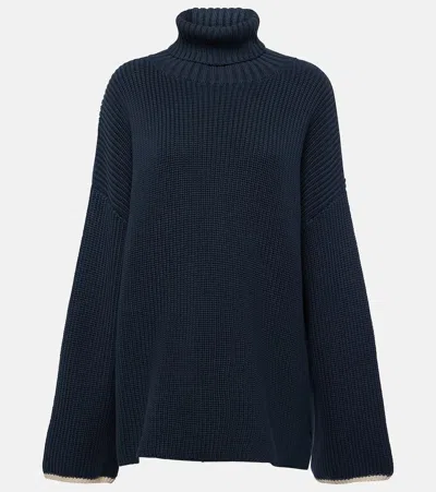 Brunello Cucinelli Cotton Turtleneck Sweater In Blue