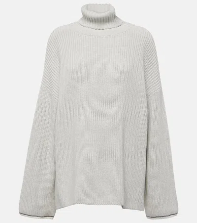 Brunello Cucinelli Cotton Turtleneck Sweater In Grey