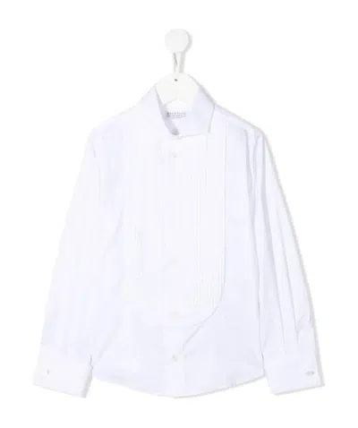 Brunello Cucinelli Cotton Tuxedo Shirt In White