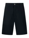 Brunello Cucinelli Men Garment-dyed Bermuda Shorts In Twisted Cotton Gabardine In Blue