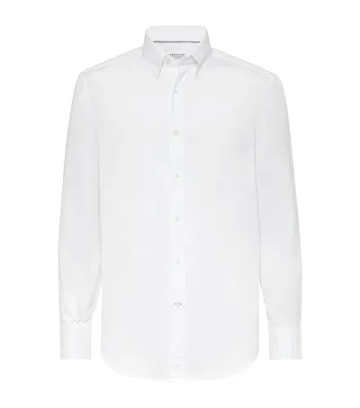Brunello Cucinelli Cotton Twill Button-down Shirt In White