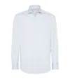 Brunello Cucinelli Cotton Spread-collar Shirt In Blue