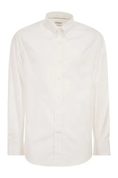 Brunello Cucinelli Cotton Twill Shirt In White