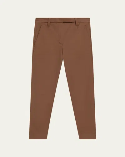 Brunello Cucinelli Cotton Twill Slim-leg Ankle Pants In Brown