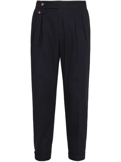 Brunello Cucinelli Cotton Twill Trousers In Black