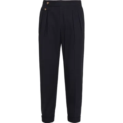 Brunello Cucinelli Cotton Twill Trousers In Navy Blue
