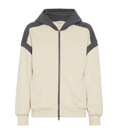 Brunello Cucinelli Cotton Two-tone Sweatshirt In White
