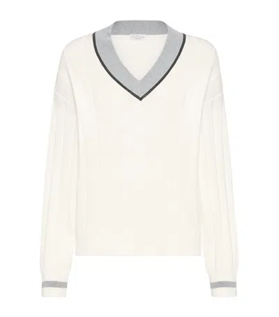 BRUNELLO CUCINELLI COTTON V-NECK SWEATER