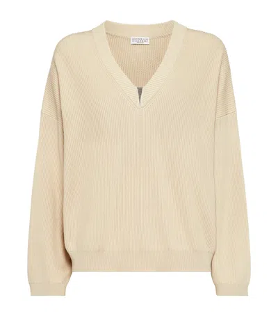 BRUNELLO CUCINELLI COTTON V-NECK SWEATER