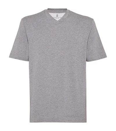 BRUNELLO CUCINELLI COTTON V-NECK T-SHIRT