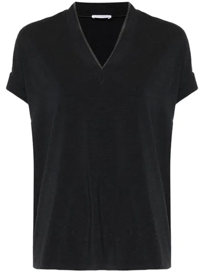 BRUNELLO CUCINELLI COTTON V-NECKED T-SHIRT
