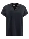 Brunello Cucinelli Monili-chain Cotton T-shirt In Blue