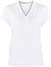 Brunello Cucinelli Women Cotton V-necked T-shirt In White