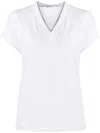 Brunello Cucinelli Women Cotton V-necked T-shirt In White