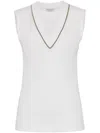 Brunello Cucinelli Stretch-cotton V-neck Top
