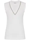 Brunello Cucinelli White Ribbed-knit Vest