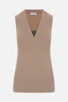 Brunello Cucinelli Scollo V S/m In Beige