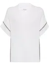 Brunello Cucinelli Textured Ribbed Top With Deep V-neckline In White