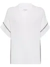 Brunello Cucinelli Textured Ribbed Top With Deep V-neckline In White