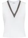 Brunello Cucinelli White Cotton Blend Top In White