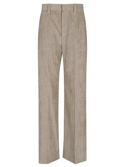 Brunello Cucinelli Pressed-crease Wide-leg Trousers In Grey