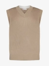 Brunello Cucinelli Ribbed Cotton Sweater Vest In Beige