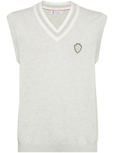 Brunello Cucinelli Cotton Vest In Fog