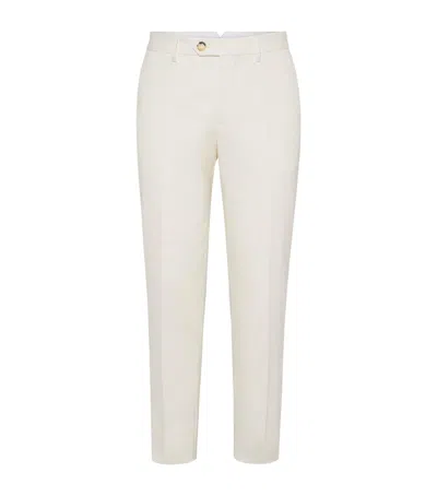 BRUNELLO CUCINELLI COTTON-VIRGIN WOOL GABARDINE TROUSERS