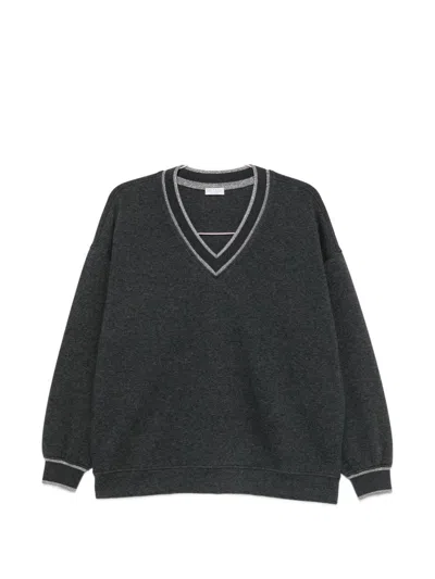 Brunello Cucinelli Cotton V-necked Sweater In Multi