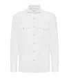 Brunello Cucinelli Cotton Western Shirt In White