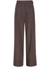 Brunello Cucinelli Cotton Wide Leg Denim Effect Pants In Brown In Brown
