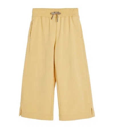 Brunello Cucinelli Kids' Cotton Wide-leg Sweatpants (4-12 Years) In Yellow