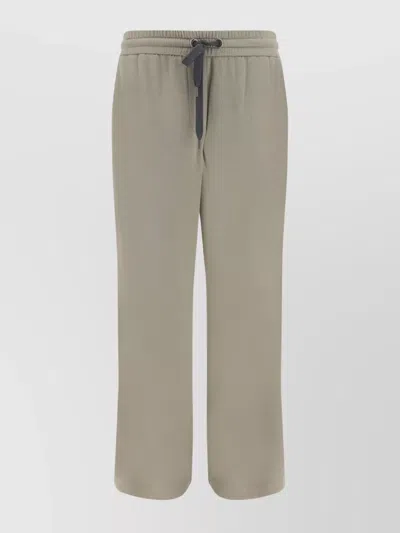 Brunello Cucinelli Cotton-silk Wide-leg Sweatpants In Green