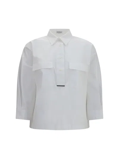 Brunello Cucinelli Cotton With Monili Details Shirt In White