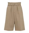 Brunello Cucinelli Belted Tailored Bermuda Shorts In Neutrals