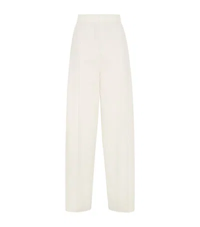 Brunello Cucinelli Cotton-wool Pleated Wide-leg Trousers In White