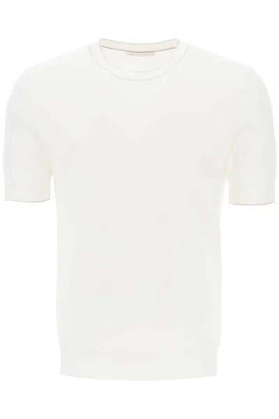 Brunello Cucinelli Cotton Yarn T-shirt For Men In White