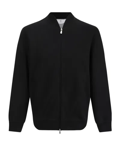 Brunello Cucinelli Cotton Zip-front Sweatshirt In Black