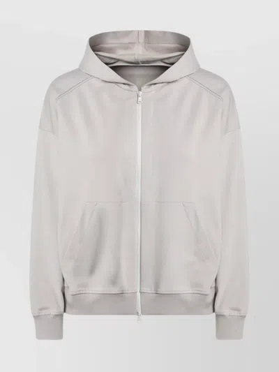 Brunello Cucinelli Cotton Zip Hoodie With Hood And Pockets In Gray